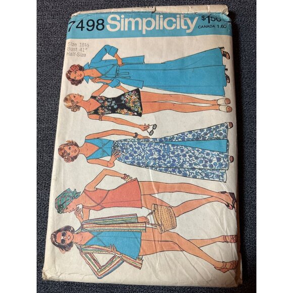Vintage 1976 Simplicity 7498 Sewing Pattern 18 1/2 Bust 41" Half-Size Dress Pant - Picture 5 of 5